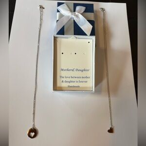 Silver Mother & Daughter Necklace Set